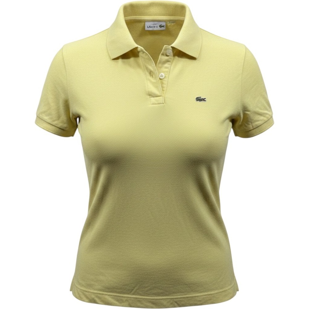 Lacoste Womens Yellow Pique Short Sleeve Polo Shirt Size 42 F4811
